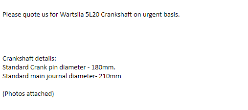 【询价】船舶配件—Wartsila曲轴（CK-R20240102-10）询价-泰州昌宽社区-报价采购-船用采购网-船舶物料采购-船务服务-一站式船用设备供应服务