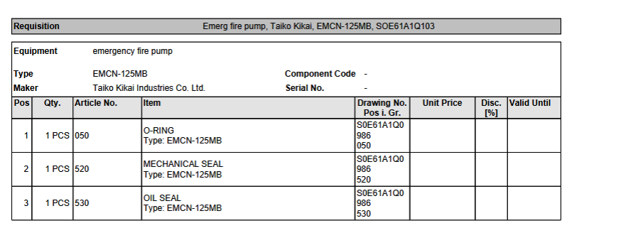 【询价】船舶配件—应急消防泵备件（CK-R20240112-03）询价-泰州昌宽社区-报价采购-船用采购网-船舶物料采购-船务服务-一站式船用设备供应服务