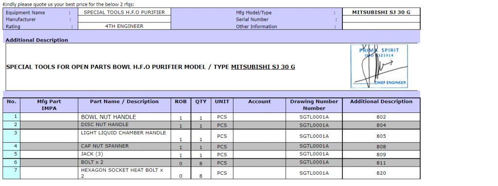 【询价】船舶配件—备件（CK-R20240116-19）询价-泰州昌宽社区-报价采购-船用采购网-船舶物料采购-船务服务-一站式船用设备供应服务