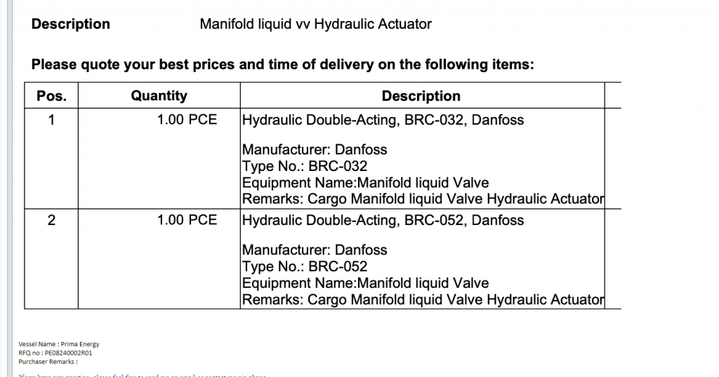 【询价】船舶配件—液压致动器（CK-R20240123-10）询价-泰州昌宽社区-报价采购-船用采购网-船舶物料采购-船务服务-一站式船用设备供应服务