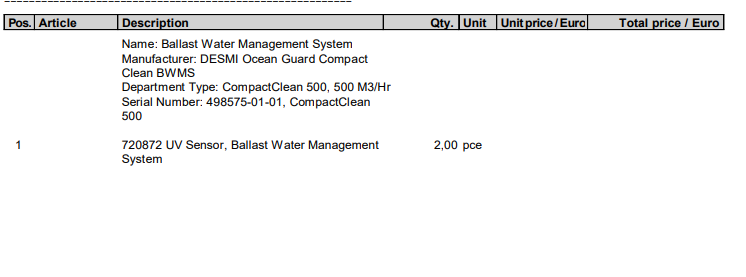 【询价】船舶配件—DESMI压载水管理系统（CK-L20240122-02）询价-泰州昌宽社区-报价采购-船用采购网-船舶物料采购-船务服务-一站式船用设备供应服务