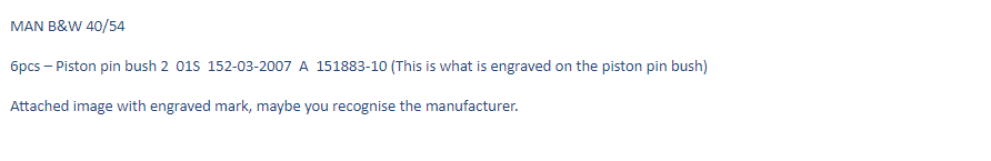 【询价】船舶配件—MAN B&W备件（CK-R20240123-20）询价-泰州昌宽社区-报价采购-船用采购网-船舶物料采购-船务服务-一站式船用设备供应服务