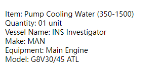 【询价】船舶配件—MAN冷却水泵（CK-Y20240119-03）询价-泰州昌宽社区-报价采购-船用采购网-船舶物料采购-船务服务-一站式船用设备供应服务