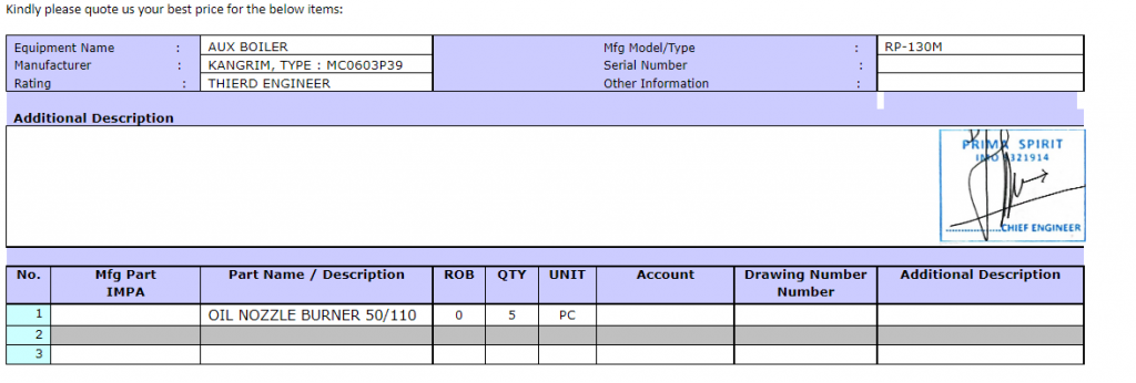 【询价】船舶配件—油喷嘴燃烧器（CK-R20240116-16）询价-泰州昌宽社区-报价采购-船用采购网-船舶物料采购-船务服务-一站式船用设备供应服务