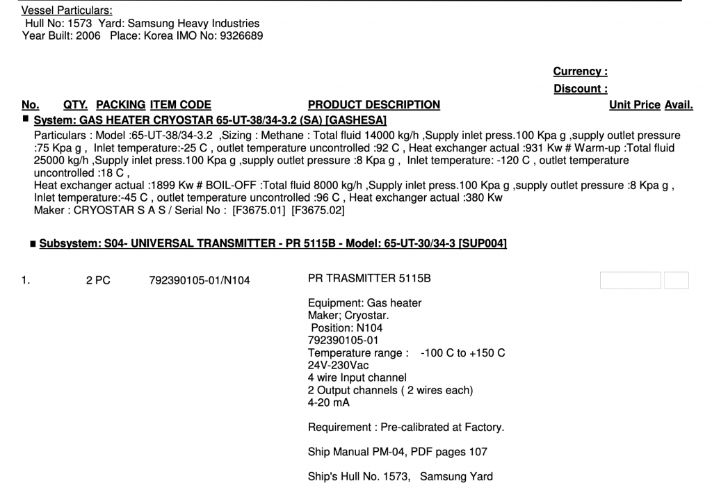 【询价】船舶配件—燃气加热器（CK-R20240126-17）询价-泰州昌宽社区-报价采购-船用采购网-船舶物料采购-船务服务-一站式船用设备供应服务