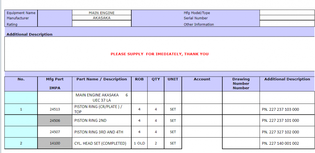【询价】船舶配件—活塞环/气缸盖套件（CK-R20240105-07）询价-泰州昌宽社区-报价采购-船用采购网-船舶物料采购-船务服务-一站式船用设备供应服务