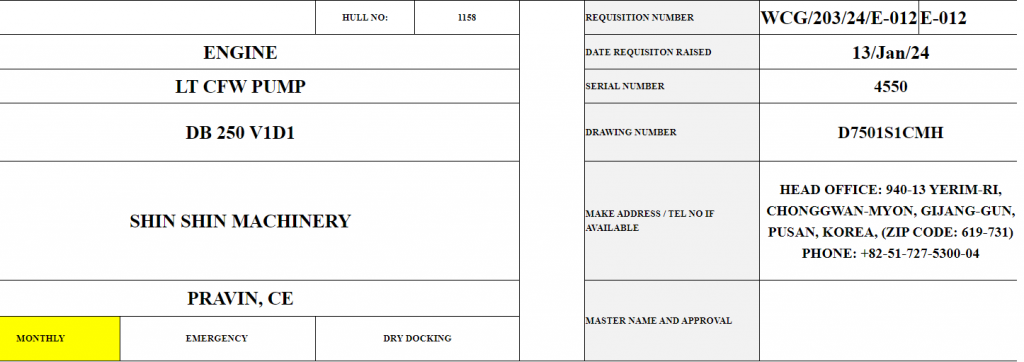 【询价】船舶配件—泵备件（CK-C20240116-05）询价-泰州昌宽社区-报价采购-船用采购网-船舶物料采购-船务服务-一站式船用设备供应服务