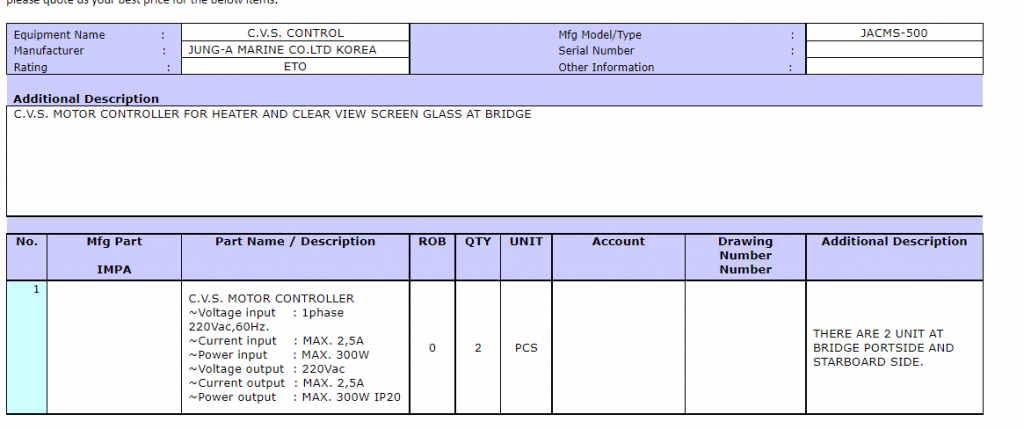 【询价】船舶配件—电动机控制器（CK-R20240117-23）询价-泰州昌宽社区-报价采购-船用采购网-船舶物料采购-船务服务-一站式船用设备供应服务