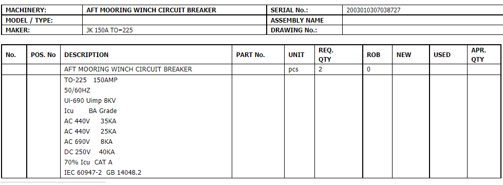 【询价】船舶配件—断路器（CK-C20240122-04）询价-泰州昌宽社区-报价采购-船用采购网-船舶物料采购-船务服务-一站式船用设备供应服务