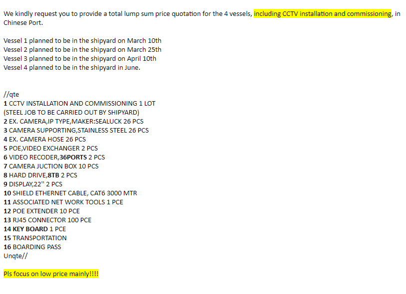 【询价】船舶配件—闭路电视备件（CK-H20240123-04）询价-泰州昌宽社区-报价采购-船用采购网-船舶物料采购-船务服务-一站式船用设备供应服务