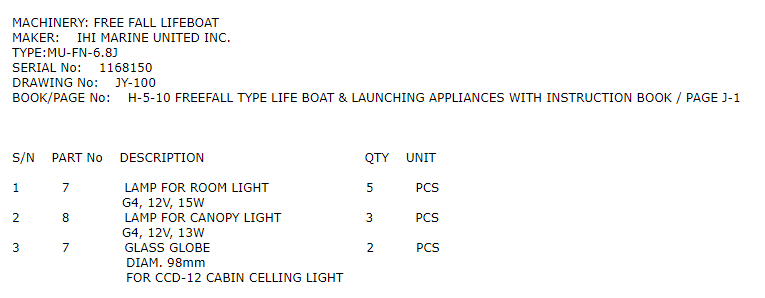 【询价】船舶配件—室内照明灯/顶棚灯/玻璃球（CK-H20240129-01）询价-泰州昌宽社区-报价采购-船用采购网-船舶物料采购-船务服务-一站式船用设备供应服务