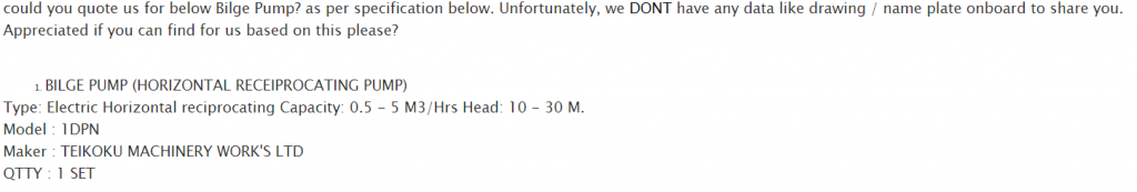 【询价】船舶配件—舱底泵（CK-R20240108-05）询价-泰州昌宽社区-报价采购-船用采购网-船舶物料采购-船务服务-一站式船用设备供应服务