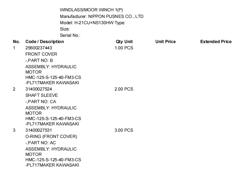 【询价】船舶配件—备件（CK-H20240102-04）询价-泰州昌宽社区-报价采购-船用采购网-船舶物料采购-船务服务-一站式船用设备供应服务