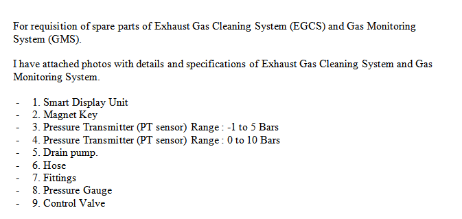 【询价】船舶配件—废气净化/气体监测系统备件（CK-H20240115-02）询价-泰州昌宽社区-报价采购-船用采购网-船舶物料采购-船务服务-一站式船用设备供应服务