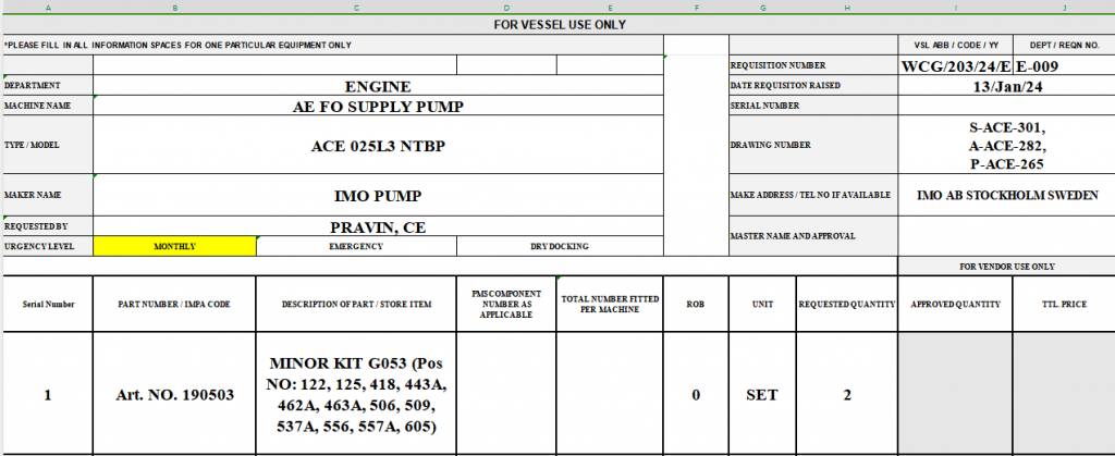 【询价】船舶配件—供应泵备件（CK-C20240116-07）询价-泰州昌宽社区-报价采购-船用采购网-船舶物料采购-船务服务-一站式船用设备供应服务
