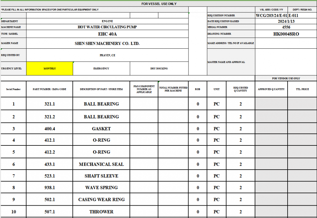 【询价】船舶配件—热水循环泵备件（CK-C20240116-08）询价-泰州昌宽社区-报价采购-船用采购网-船舶物料采购-船务服务-一站式船用设备供应服务