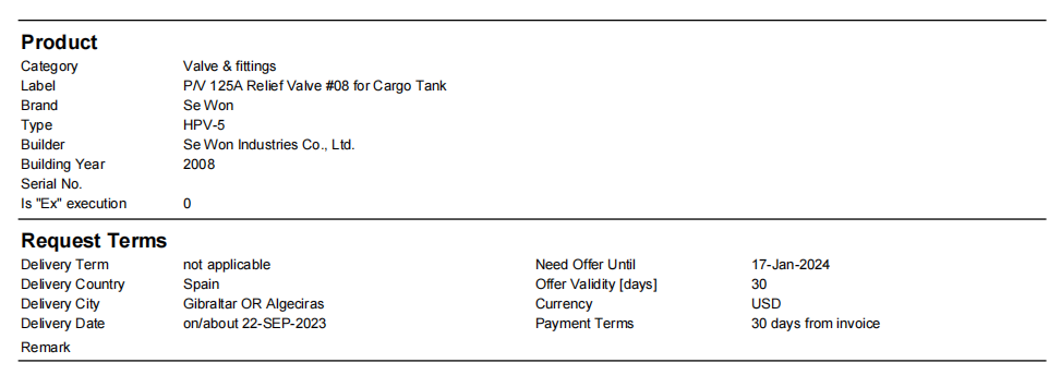 【询价】船舶配件—蜗轮传动装置（CK-H20240117-04）询价-泰州昌宽社区-报价采购-船用采购网-船舶物料采购-船务服务-一站式船用设备供应服务