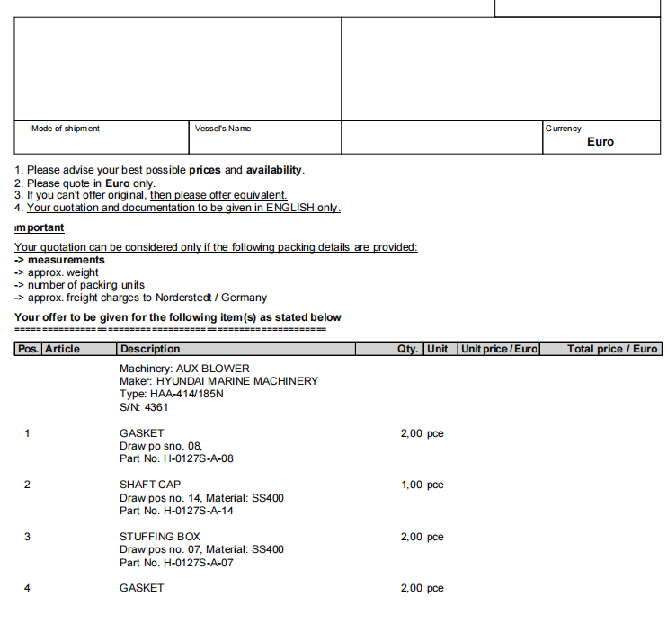 【询价】船舶配件—鼓风机备件（CK-L20240117-01）询价-泰州昌宽社区-报价采购-船用采购网-船舶物料采购-船务服务-一站式船用设备供应服务