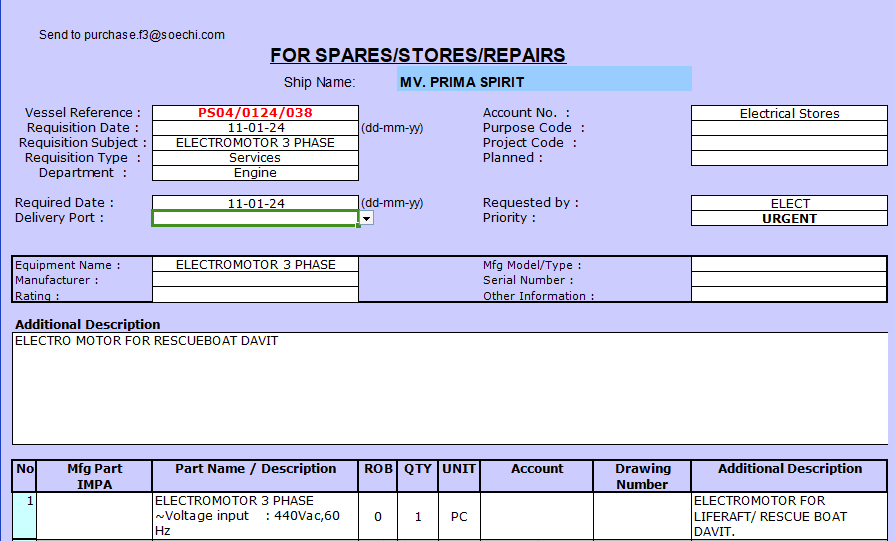 【询价】船舶配件—3相电动机（CK-R20240117-28）询价-泰州昌宽社区-报价采购-船用采购网-船舶物料采购-船务服务-一站式船用设备供应服务