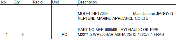 【询价】船舶配件—液压油管（CK-C20240119-14）询价-泰州昌宽社区-报价采购-船用采购网-船舶物料采购-船务服务-一站式船用设备供应服务