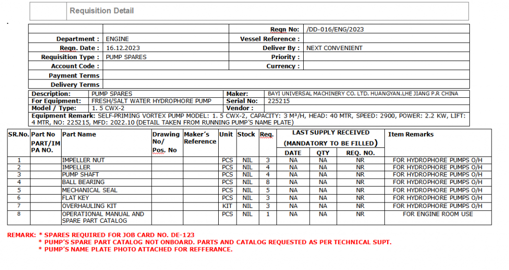 【询价】船舶配件—泵备件（CK-Y20240122-01）询价-泰州昌宽社区-报价采购-船用采购网-船舶物料采购-船务服务-一站式船用设备供应服务