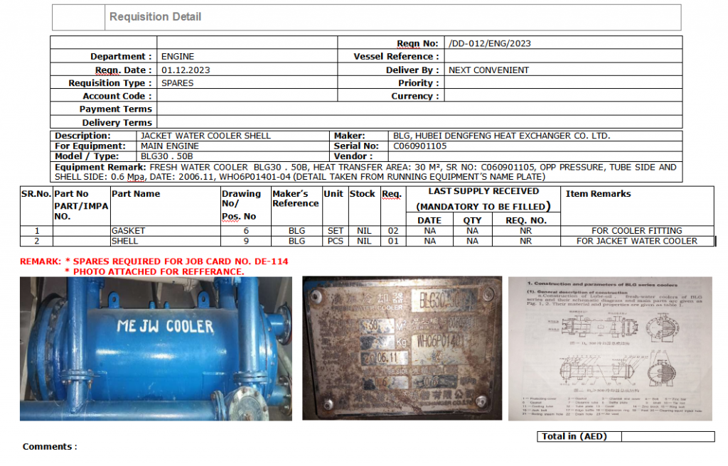 【询价】船舶配件—垫片/外壳（CK-Y20240122-02）询价-泰州昌宽社区-报价采购-船用采购网-船舶物料采购-船务服务-一站式船用设备供应服务