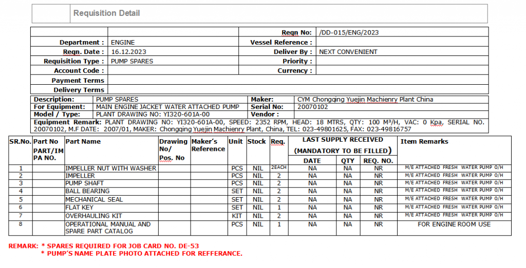 【询价】船舶配件—泵备件（CK-Y20240122-05）询价-泰州昌宽社区-报价采购-船用采购网-船舶物料采购-船务服务-一站式船用设备供应服务