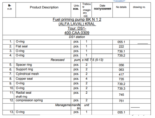 【询价】船舶配件—燃油泵备件（CK-J20240122-12）询价-泰州昌宽社区-报价采购-船用采购网-船舶物料采购-船务服务-一站式船用设备供应服务