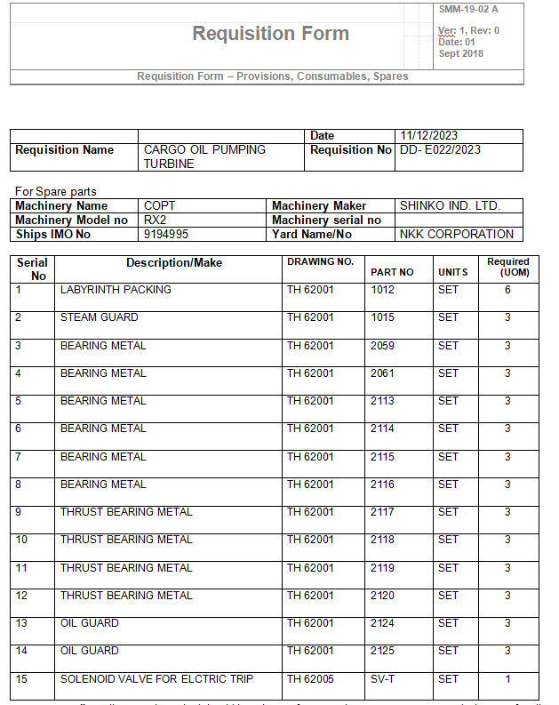 【询价】船舶配件—货油泵备件（CK-Y20240124-02）询价-泰州昌宽社区-报价采购-船用采购网-船舶物料采购-船务服务-一站式船用设备供应服务