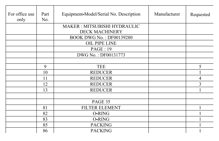 【询价】船舶配件—三菱备件（CK-R20240124-21）询价-泰州昌宽社区-报价采购-船用采购网-船舶物料采购-船务服务-一站式船用设备供应服务