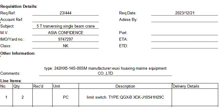【询价】船舶配件—限位开关（CK-C20240124-37）询价-泰州昌宽社区-报价采购-船用采购网-船舶物料采购-船务服务-一站式船用设备供应服务