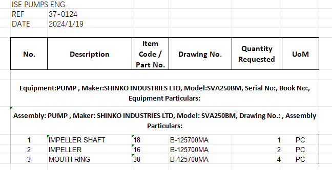 【询价】船舶配件—叶轮轴/叶轮/嘴环（CK-J20240125-01）询价-泰州昌宽社区-报价采购-船用采购网-船舶物料采购-船务服务-一站式船用设备供应服务