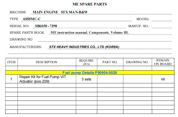 【询价】船舶配件—燃油泵修理包（CK-R20240130-08）询价-泰州昌宽社区-报价采购-船用采购网-船舶物料采购-船务服务-一站式船用设备供应服务