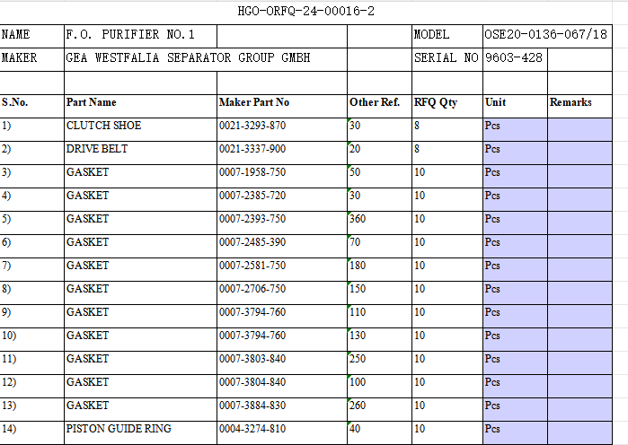 【询价】船舶配件—备件（CK-C20240131-28）询价-泰州昌宽社区-报价采购-船用采购网-船舶物料采购-船务服务-一站式船用设备供应服务