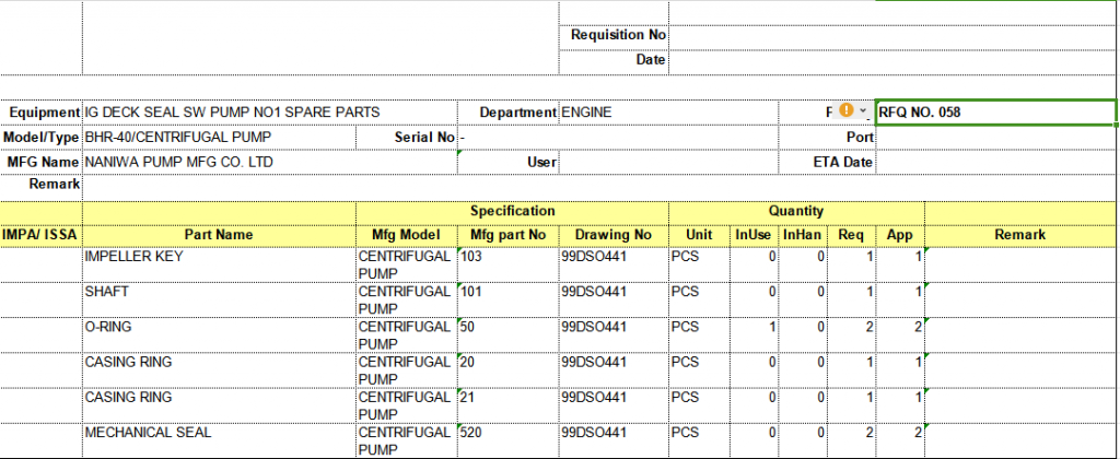【询价】船舶配件—船用泵备件（CK-Y20240104-33）询价-泰州昌宽社区-报价采购-船用采购网-船舶物料采购-船务服务-一站式船用设备供应服务