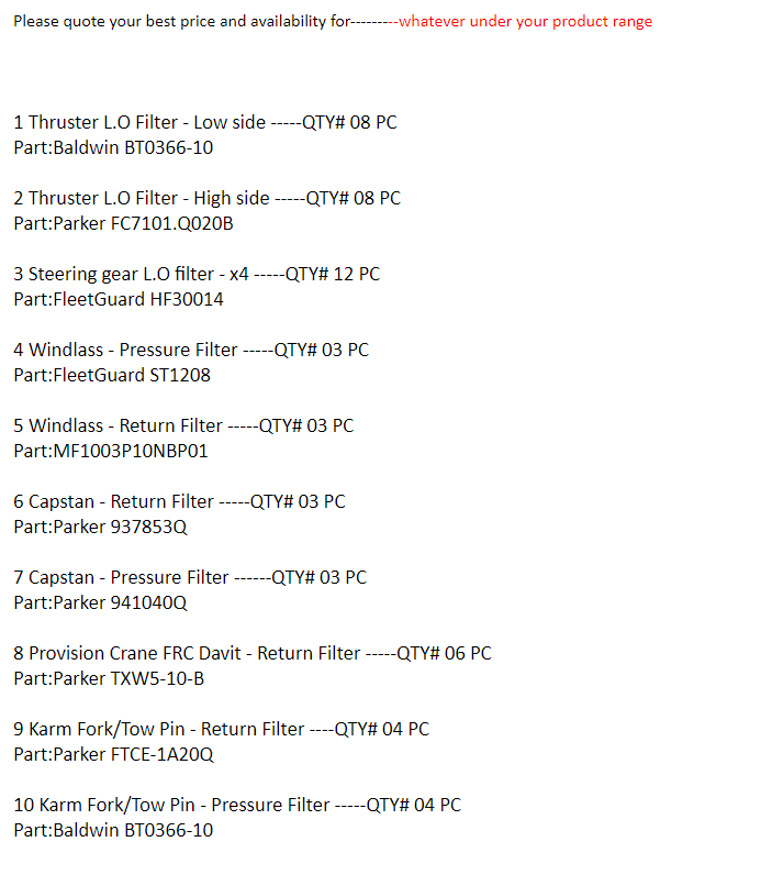 【询价】船舶配件—过滤器/压滤机/滤清器（CK-J20240108-06）询价-泰州昌宽社区-报价采购-船用采购网-船舶物料采购-船务服务-一站式船用设备供应服务