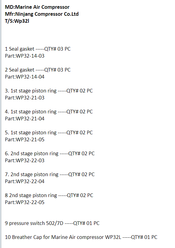 【询价】船舶配件—船用空气压缩机备件（CK-J20240112-11）询价-泰州昌宽社区-报价采购-船用采购网-船舶物料采购-船务服务-一站式船用设备供应服务