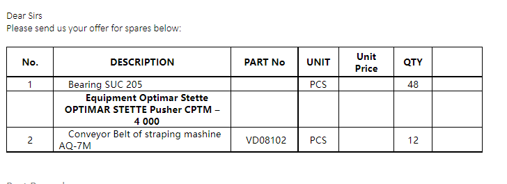 【询价】船舶配件—轴承/捆扎机输送带（CK-J20240116-23）询价-泰州昌宽社区-报价采购-船用采购网-船舶物料采购-船务服务-一站式船用设备供应服务