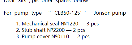 【询价】船舶配件—机械密封/短轴/泵盖（CK-J20240123-02）询价-泰州昌宽社区-报价采购-船用采购网-船舶物料采购-船务服务-一站式船用设备供应服务