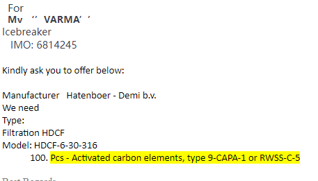 【询价】船舶备件—活性炭元件（CK-J20240227-04）询价-泰州昌宽社区-报价采购-船用采购网-船舶物料采购-船务服务-一站式船用设备供应服务