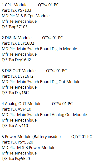 【询价】船舶备件—CPU/嵌入/模拟输出/电源模块（CK-J20240222-02）询价-泰州昌宽社区-报价采购-船用采购网-船舶物料采购-船务服务-一站式船用设备供应服务
