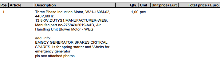 【询价】船舶备件—三相异步电动机（CK-L20240229-03）询价-泰州昌宽社区-报价采购-船用采购网-船舶物料采购-船务服务-一站式船用设备供应服务