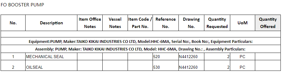 【询价】船舶备件—机械密封/油封（CK-C20240227-04）询价-泰州昌宽社区-报价采购-船用采购网-船舶物料采购-船务服务-一站式船用设备供应服务
