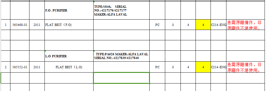 【询价】船舶备件—净油机皮带（CK-Y20240227-03）询价-泰州昌宽社区-报价采购-船用采购网-船舶物料采购-船务服务-一站式船用设备供应服务