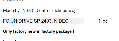 【询价】船舶备件—NIDEC配件（CK-J20240228-15）询价-泰州昌宽社区-报价采购-船用采购网-船舶物料采购-船务服务-一站式船用设备供应服务