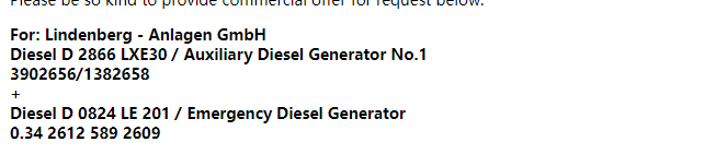 【询价】船舶备件—柴油发电机（CK-R20240218-24）询价-泰州昌宽社区-报价采购-船用采购网-船舶物料采购-船务服务-一站式船用设备供应服务