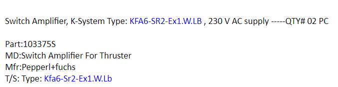【询价】船舶备件—开关放大器（CK-J20240219-24）询价-泰州昌宽社区-报价采购-船用采购网-船舶物料采购-船务服务-一站式船用设备供应服务