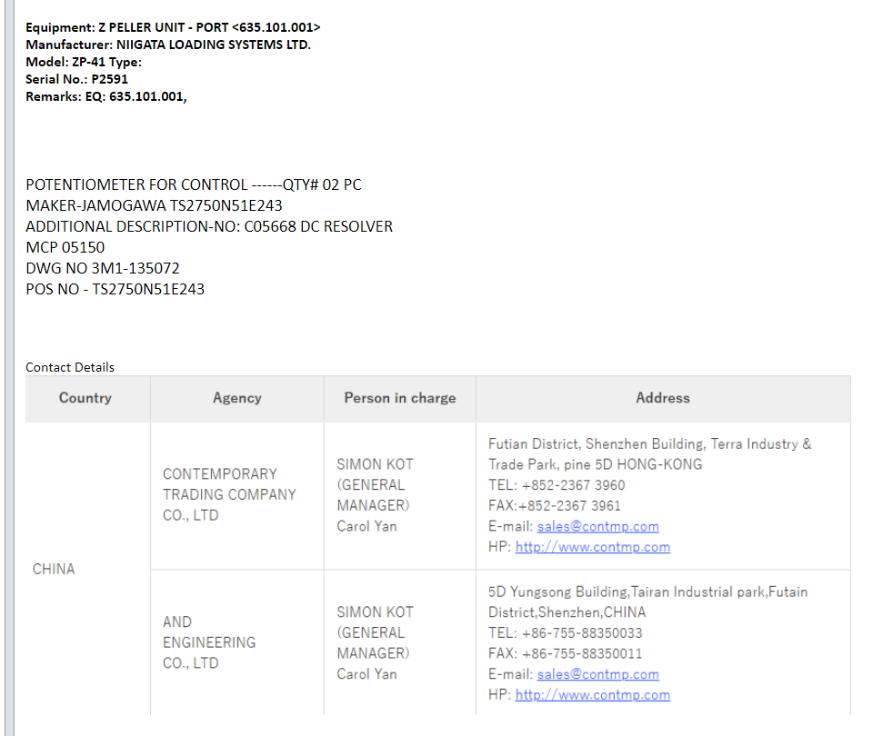【询价】船舶备件—控制电位器（CK-J20240218-16）询价-泰州昌宽社区-报价采购-船用采购网-船舶物料采购-船务服务-一站式船用设备供应服务
