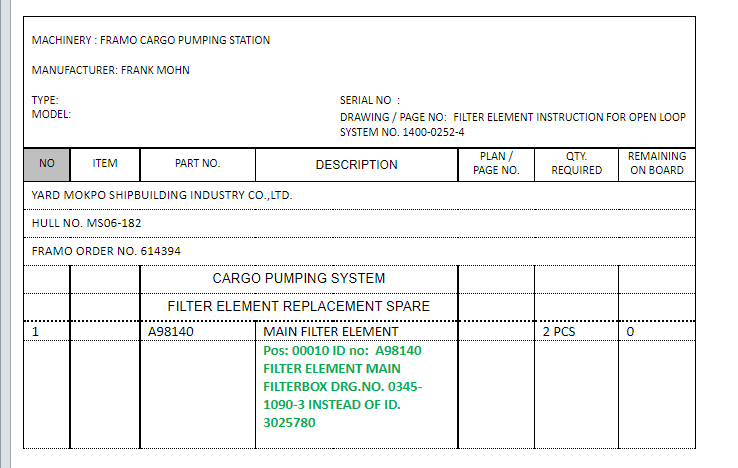 【询价】船舶备件—主过滤元件（CK-H20240219-16）询价-泰州昌宽社区-报价采购-船用采购网-船舶物料采购-船务服务-一站式船用设备供应服务