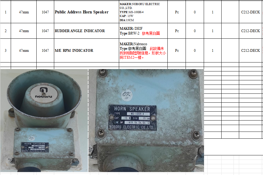 【询价】船舶备件—喇叭/舵角指示器/转速指示器（CK-Y20240228-03）询价-泰州昌宽社区-报价采购-船用采购网-船舶物料采购-船务服务-一站式船用设备供应服务